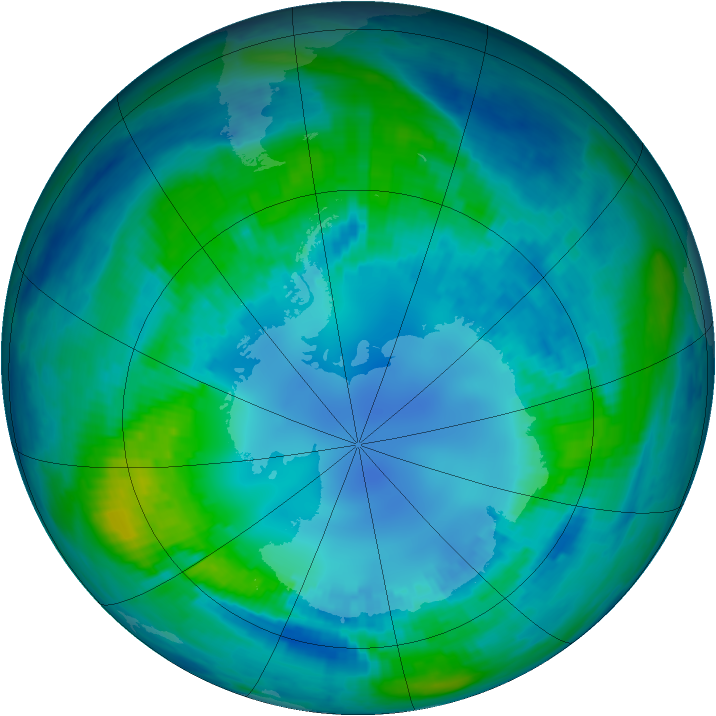Antarctic ozone map for 24 April 2001